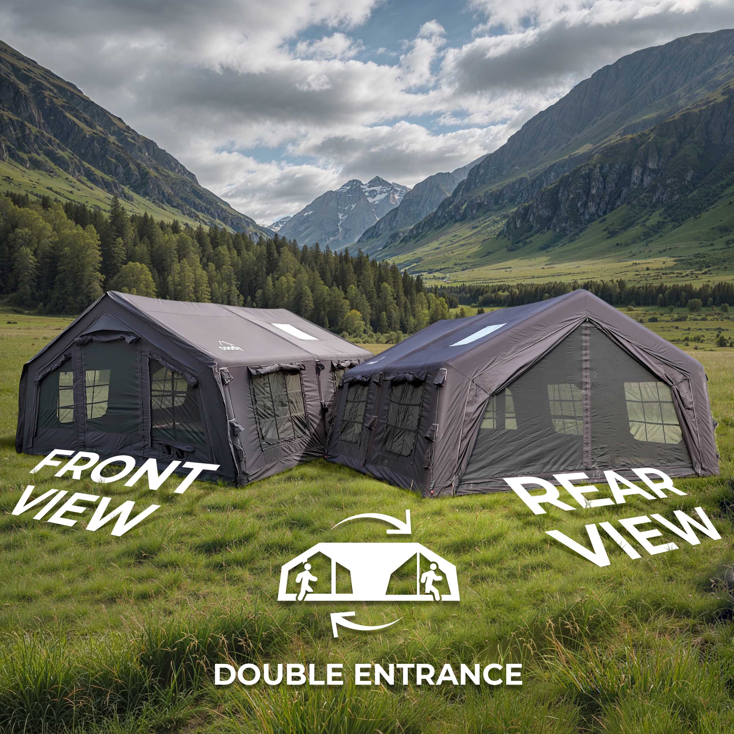 Coody 17.2 | RBM Outdoors (Koala 7) Black + Stove Caminus M - Inflatable Tents with Stove | Backcountry Sportsman
