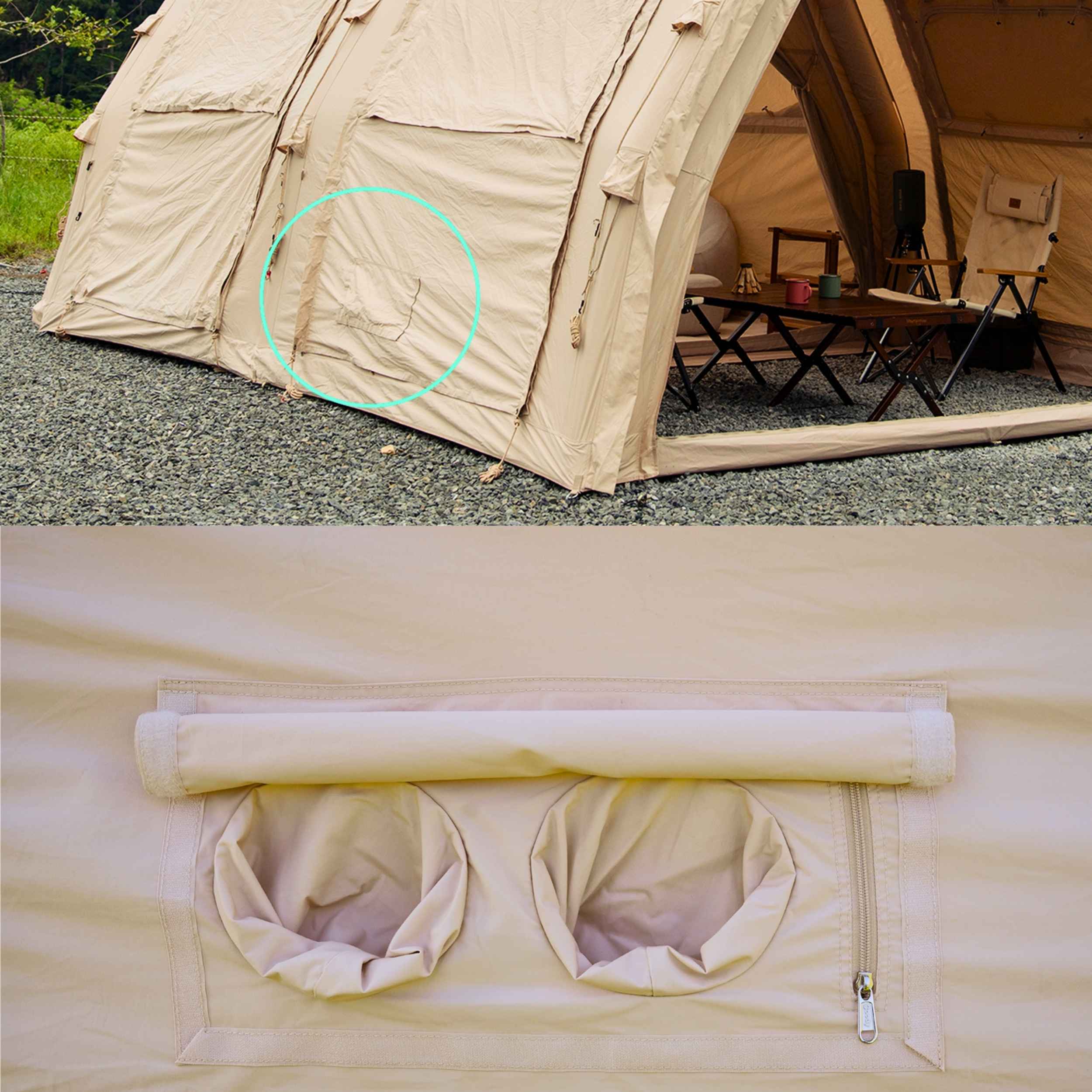 Coody Familia AirTent 17.2 Pro Beige- Inflatable Tent for Camping (2-10 Person)