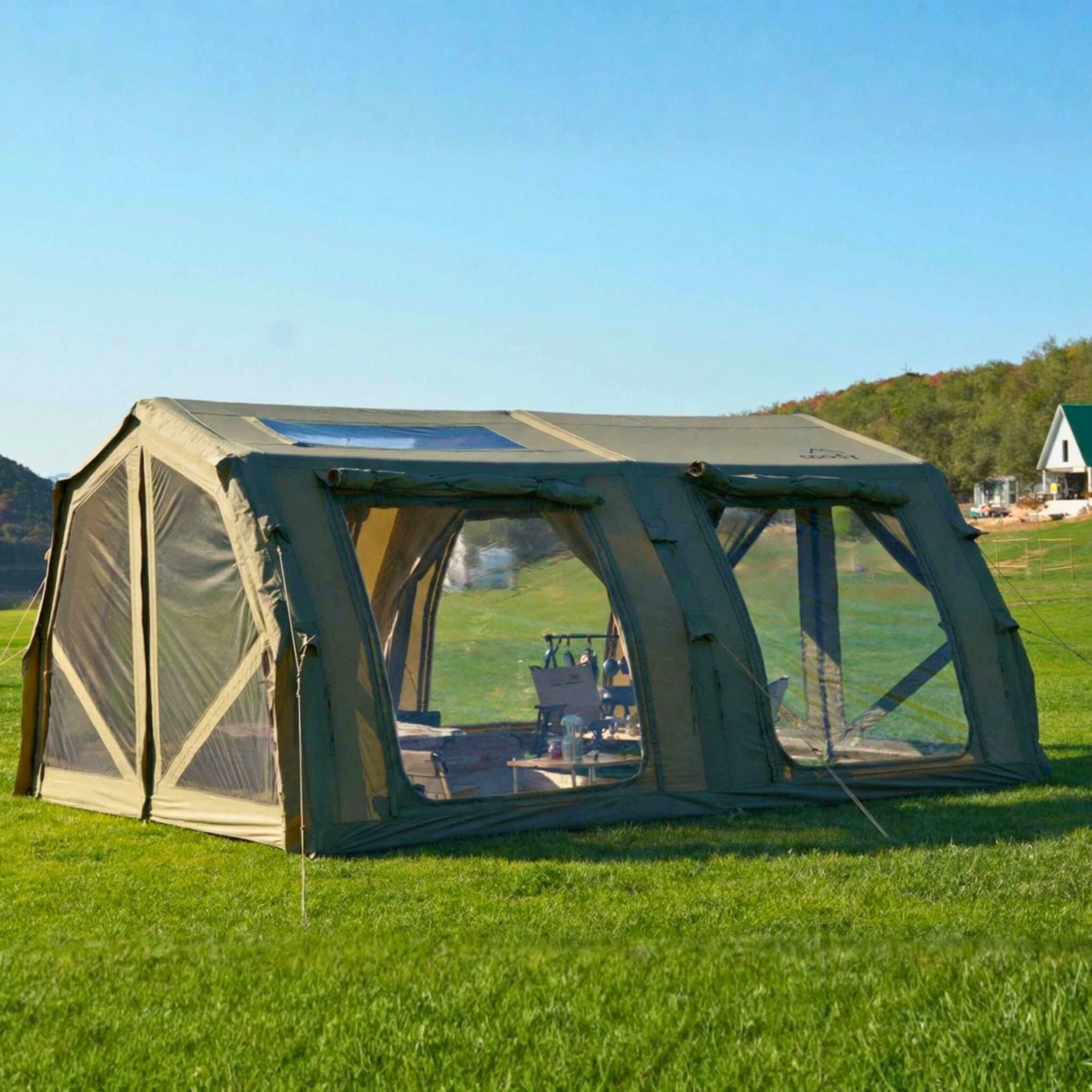 Coody Familia AirTent 17.2 Pro Forest Green- Inflatable Tent for Camping (2-10 Person)