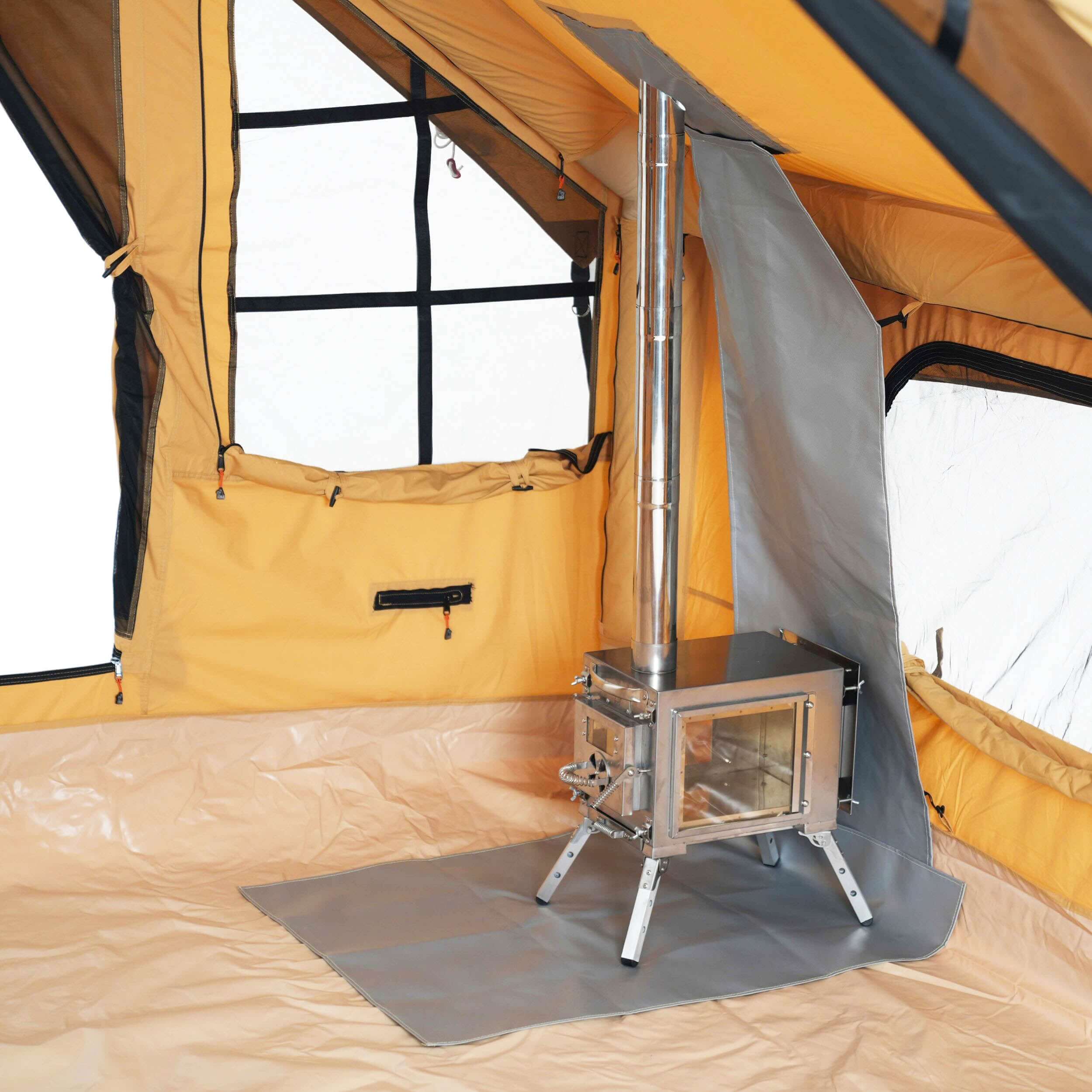 RBM Panda Medium Sunny Beige + Stove Caminus S - Inflatable Tents for Camping with Stove | Backcountry Sportsman