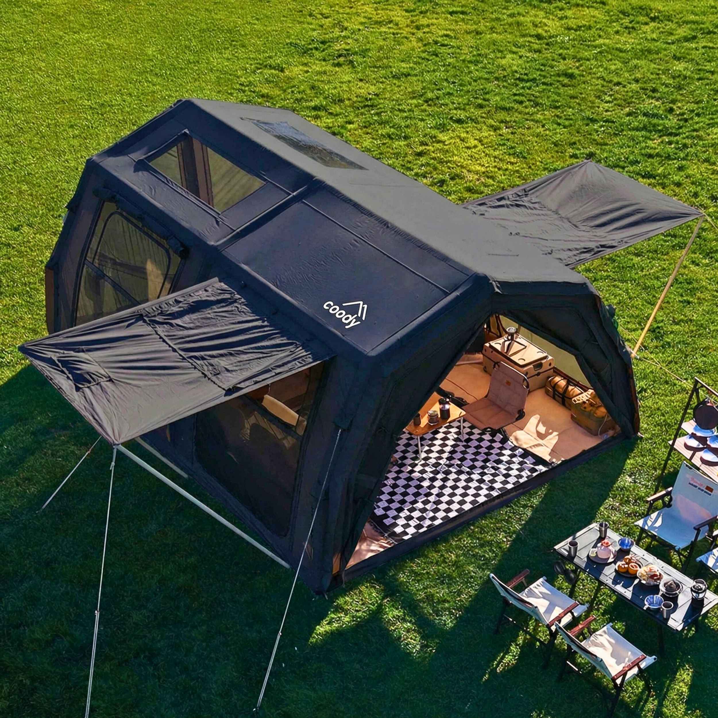 Coody Familia AirTent 17.2 Pro Black - Inflatable Tent for Camping (2-10 Person)