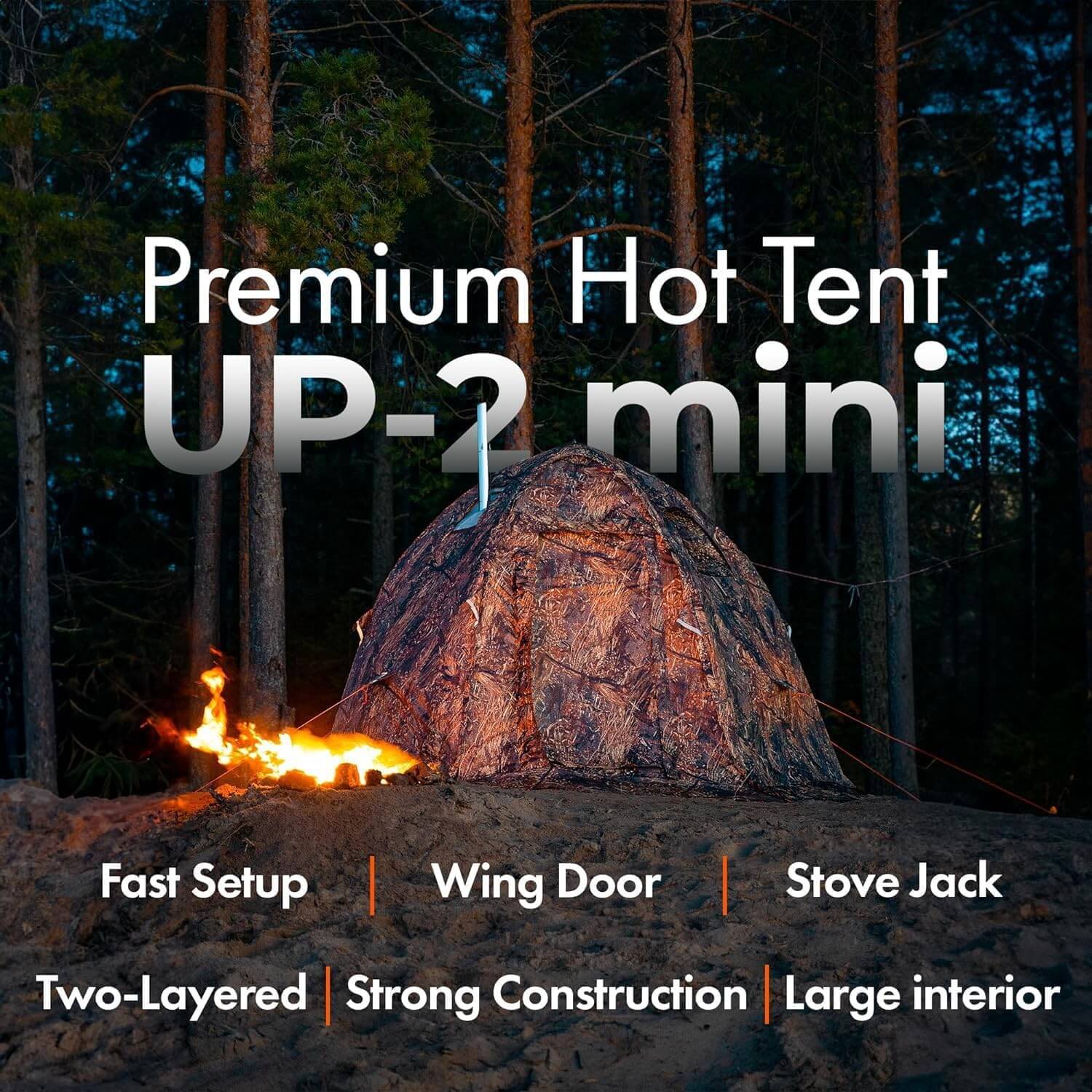 RBM All-Seasons tent UP-2 mini for 1-3 person + Wood Stove Caminus S + Three-Layer Floor | Backcountry Sportsman