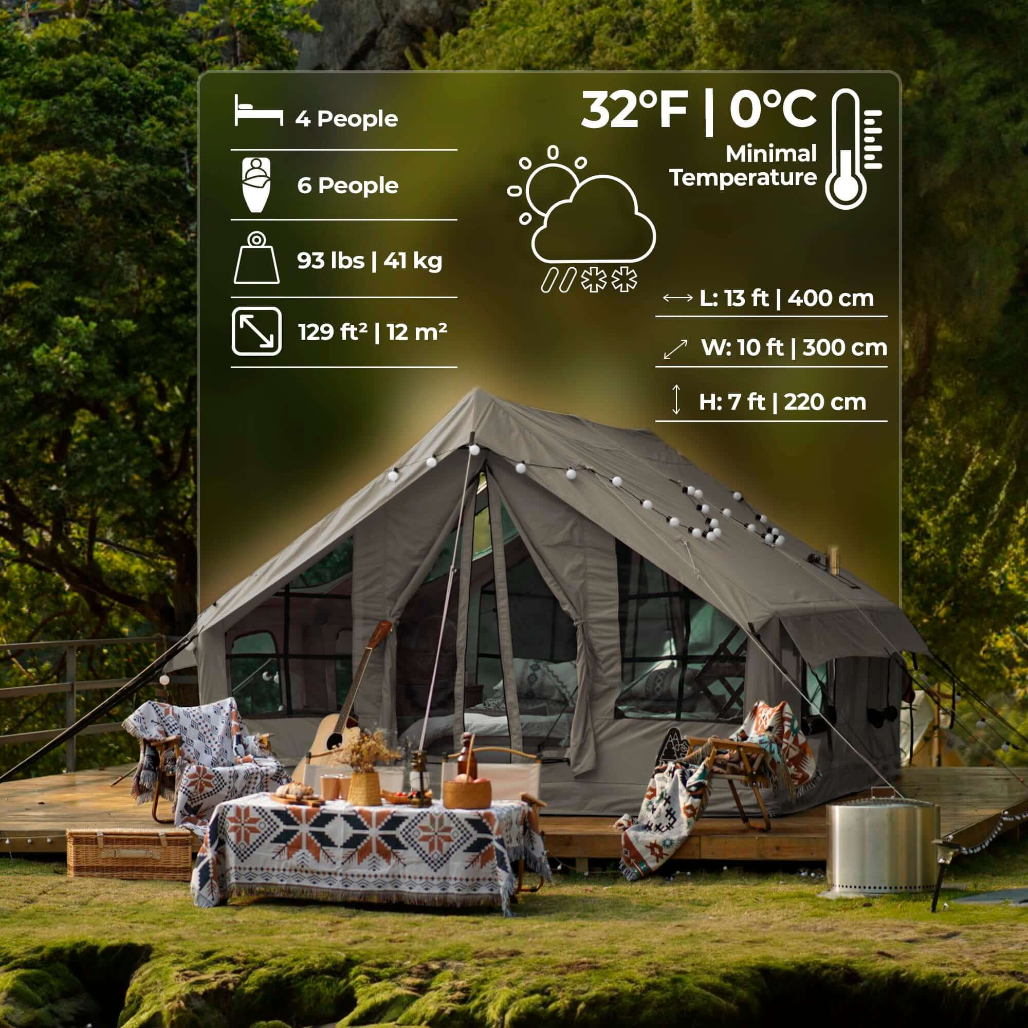 RBM Inflatable tent Panda Large Forest Green for 2-6 person