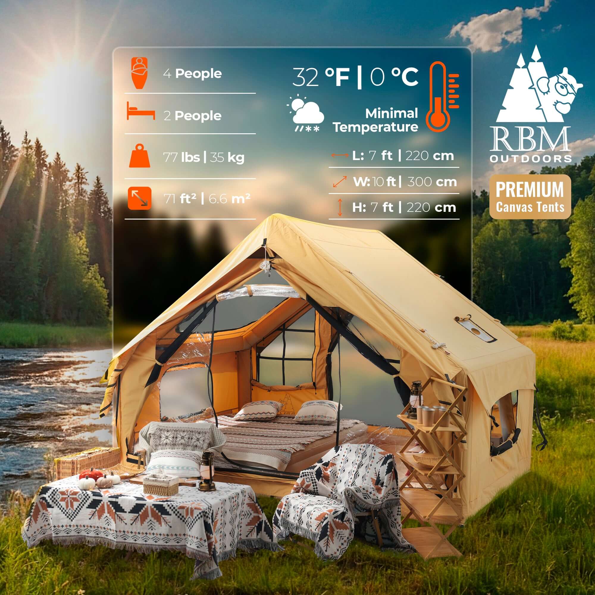RBM Inflatable tent Panda Medium Sunny Beige for 1-4 person | Backcountry Sportsman