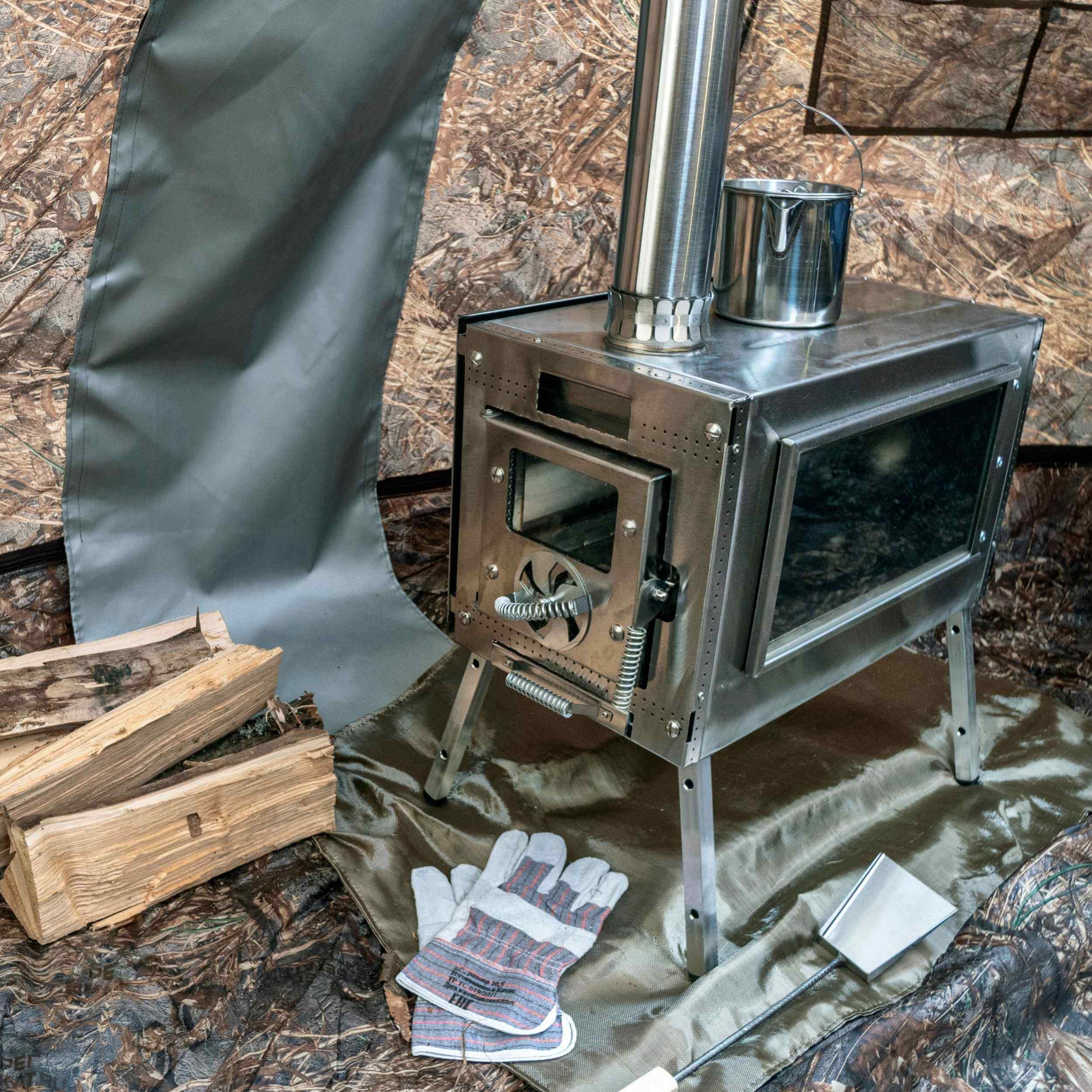 RBM All-Seasons tent UP-5 for 2-6 person + Wood Stove Caminus M | Backcountry Sportsman