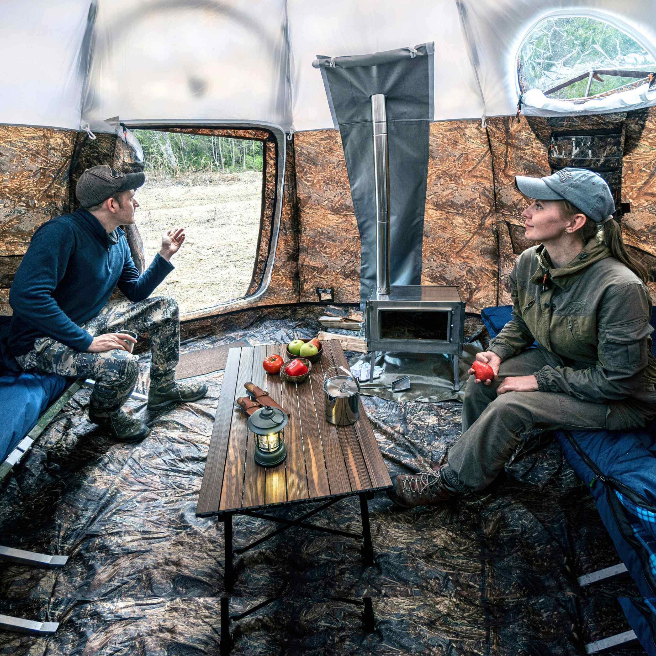 RBM All-Seasons tent UP-5 for 2-6 person + Wood Stove Caminus M + Three-Layer Floor | Backcountry Sportsman
