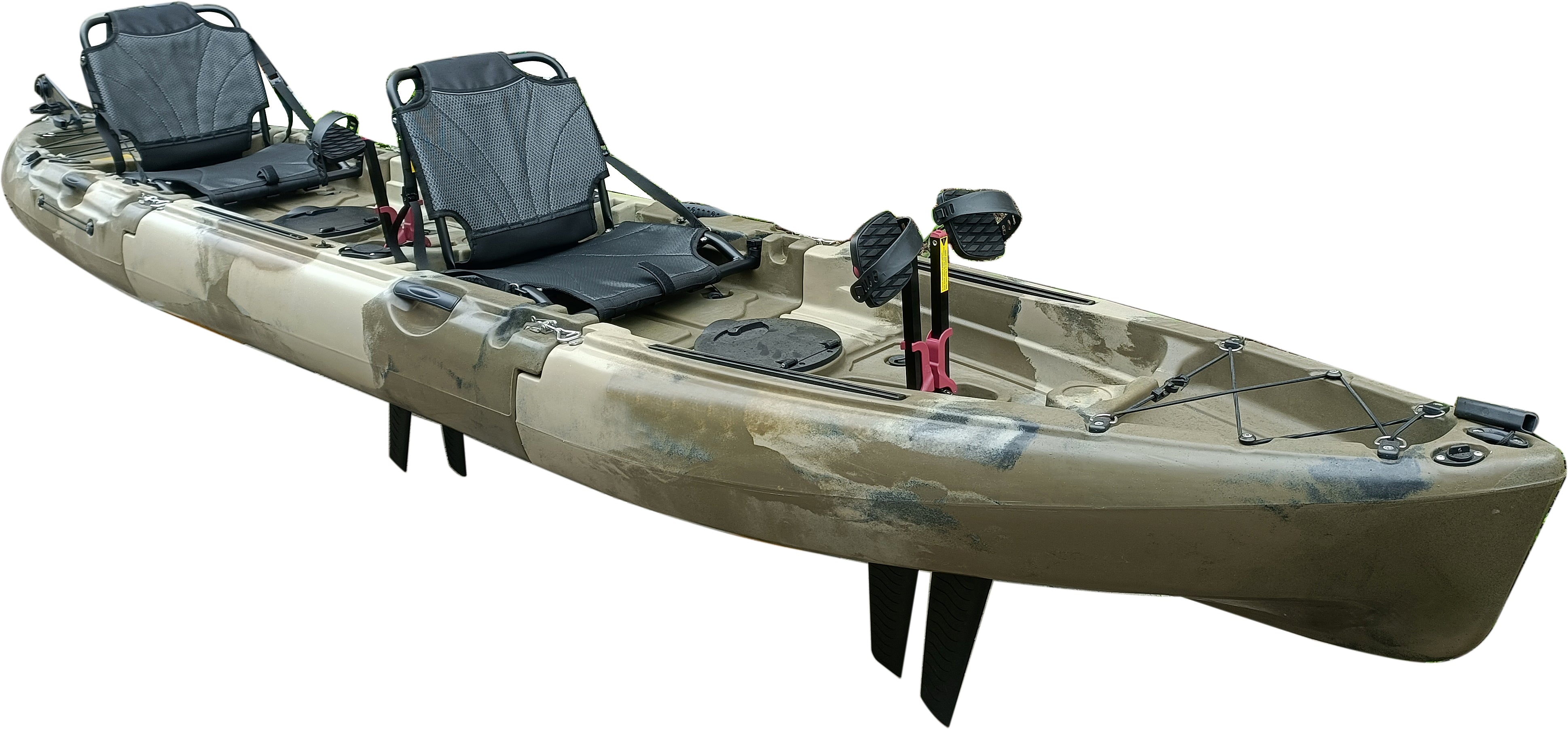 14ft Raptor Tandem or Solo Modular Raptor Fin or Prop Drive Pedal Fishing Kayak | 520lbs Capacity | 3 Piece