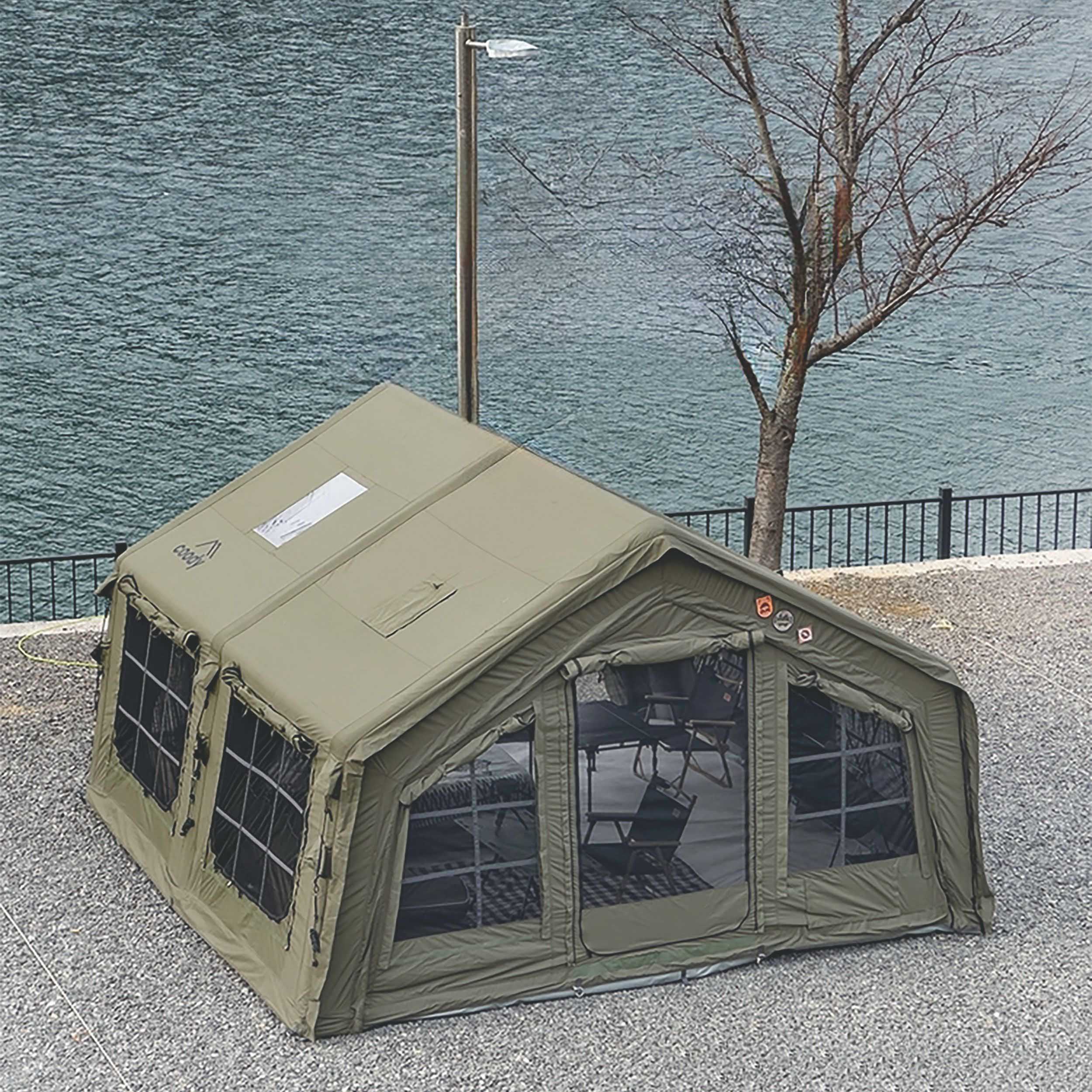 Coody 17.2 | RBM Outdoors (Koala 7) Forest Green + Stove Caminus M - Inflatable Tents with Stove