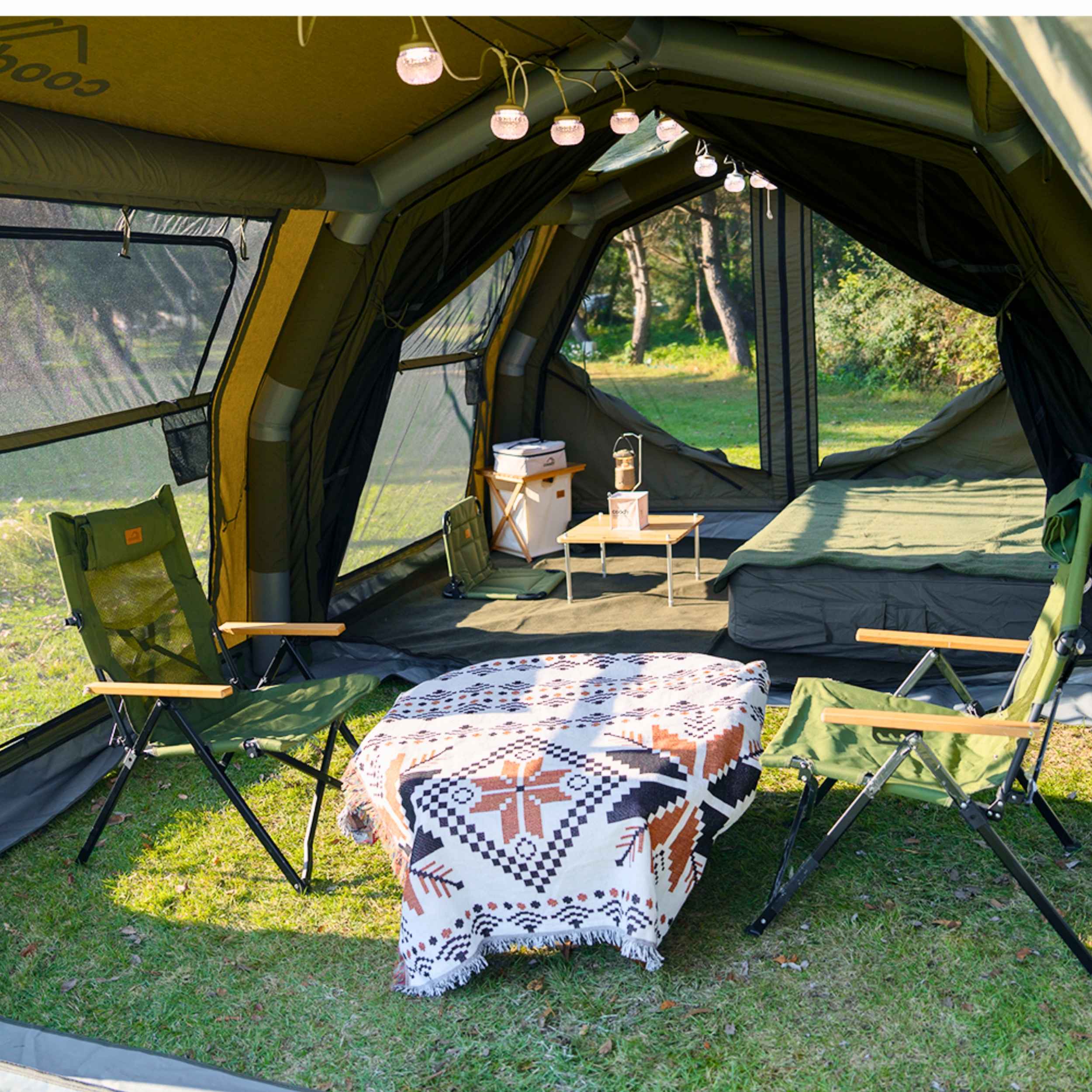 Coody Familia AirTent 17.2 Pro Forest Green- Inflatable Tent for Camping (2-10 Person)