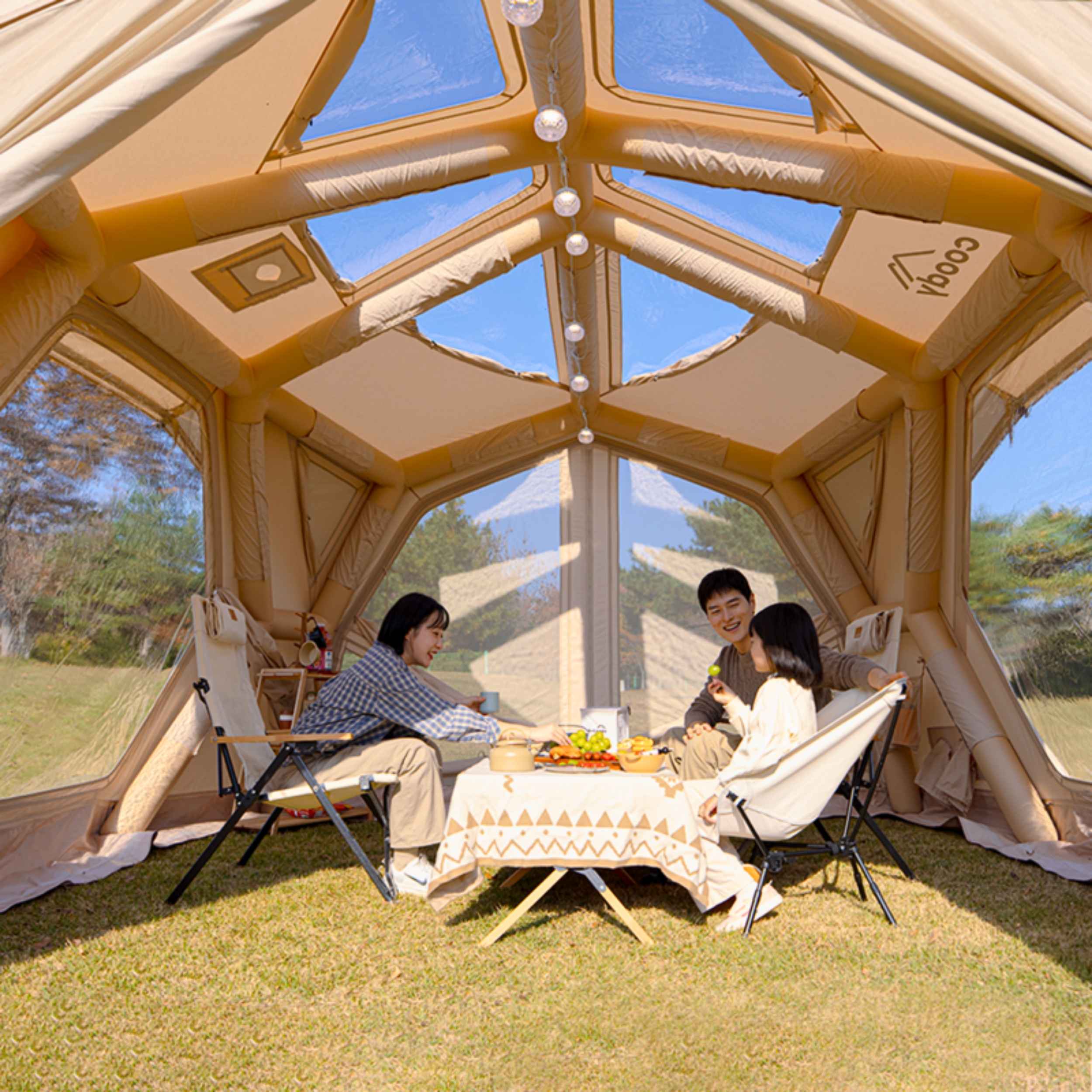 Coody Hub Pro Beige- Inflatable Tent for Camping (2-6 Person)