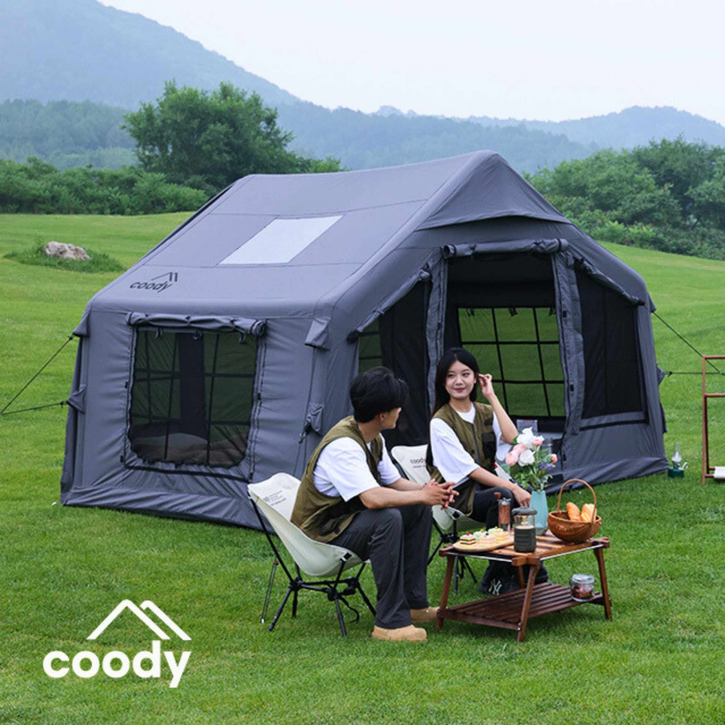 Coody 8.0 Gray - Inflatable Tent House for Camping 1-4 person | Backcountry Sportsman