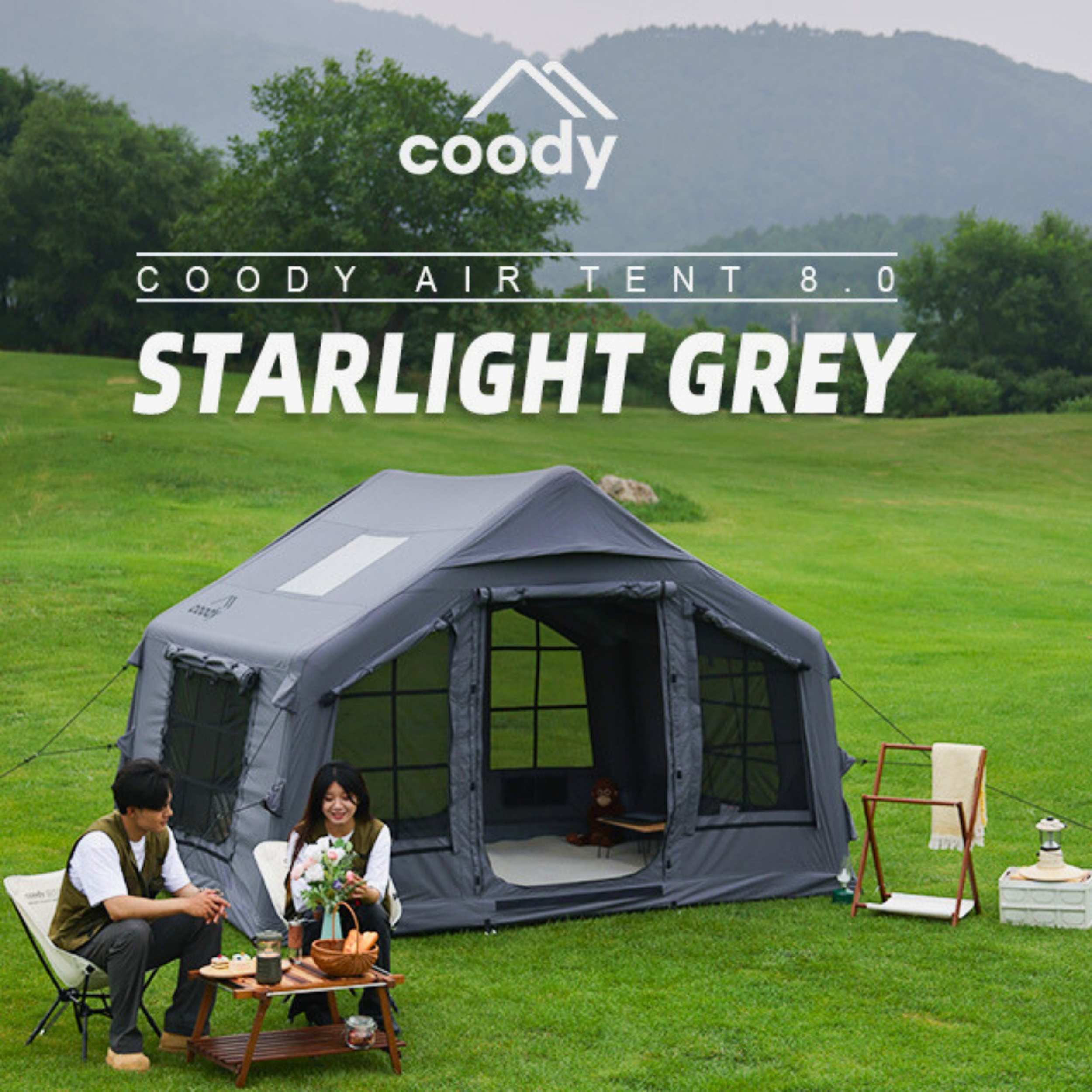Coody 8.0 Gray - Inflatable Tent House for Camping 1-4 person | Backcountry Sportsman