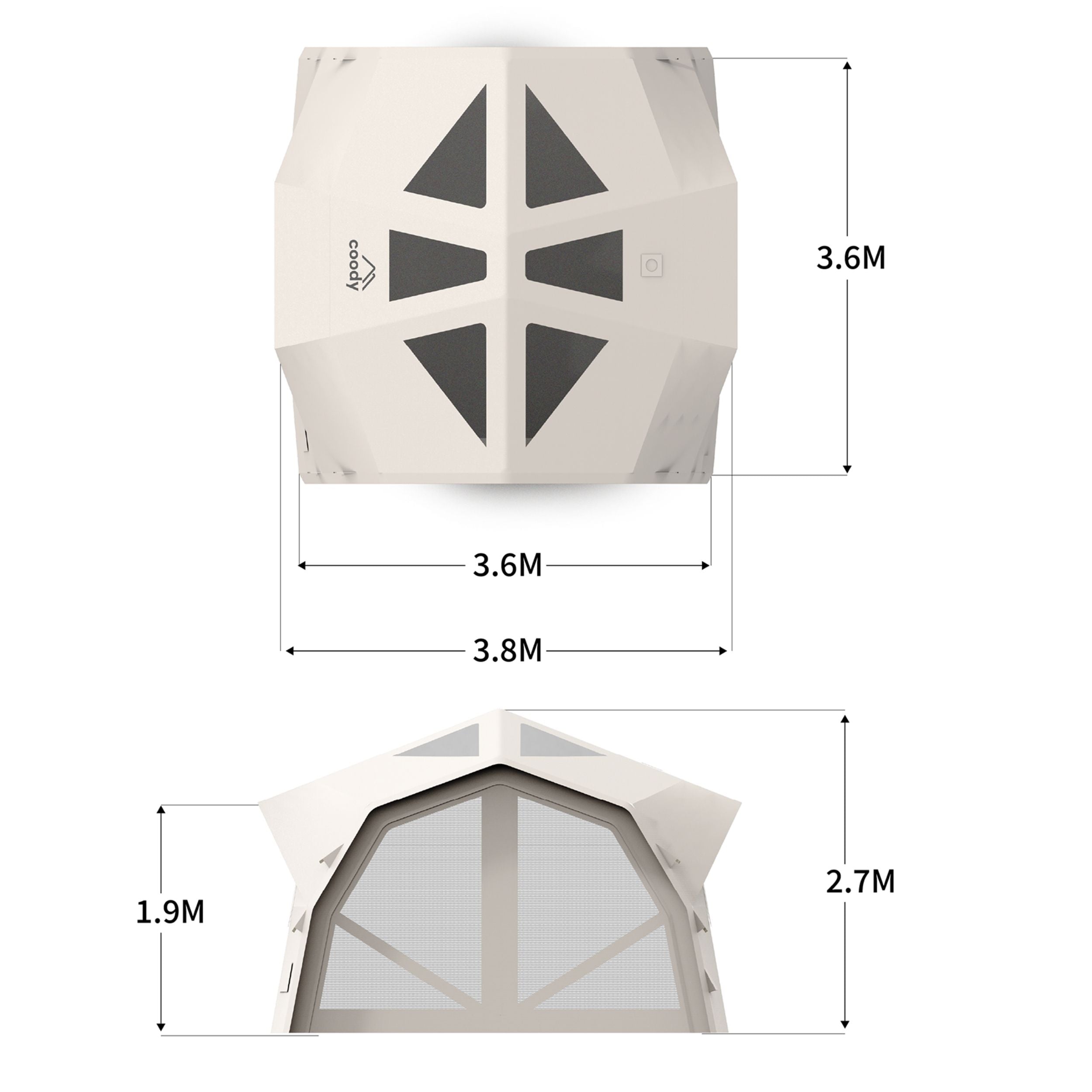 Coody Hub Pro Black - Inflatable Tent for Camping (2-6 Person)