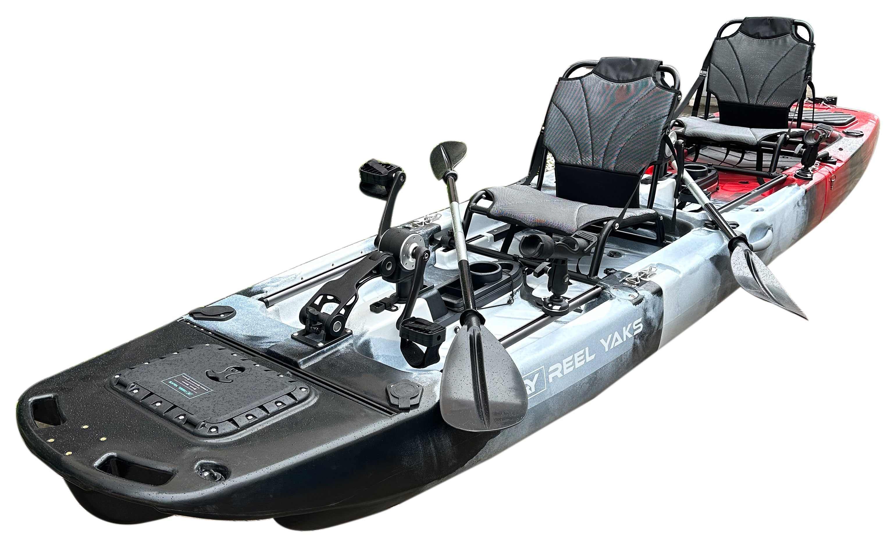 14ft Raider Tandem & Solo Modular Propeller Drive Pedal Fishing Kayak | 530lbs Capacity | 3 Piece