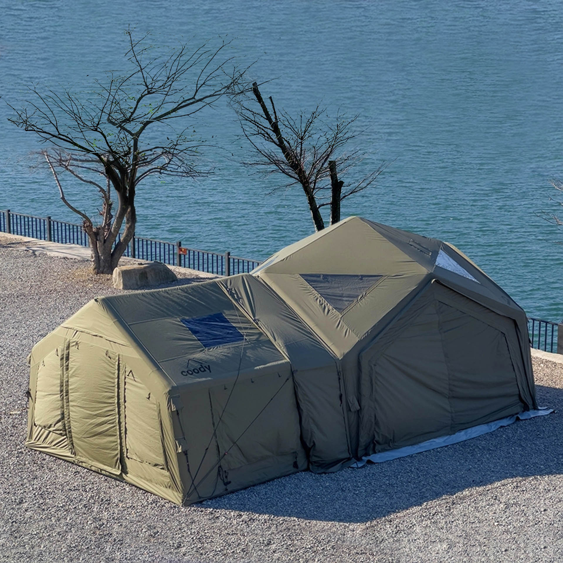 Coody Hub Forest Green (2-6 person) + Ground Sheet PVC + Carpet Coody Hub + Electric Pump