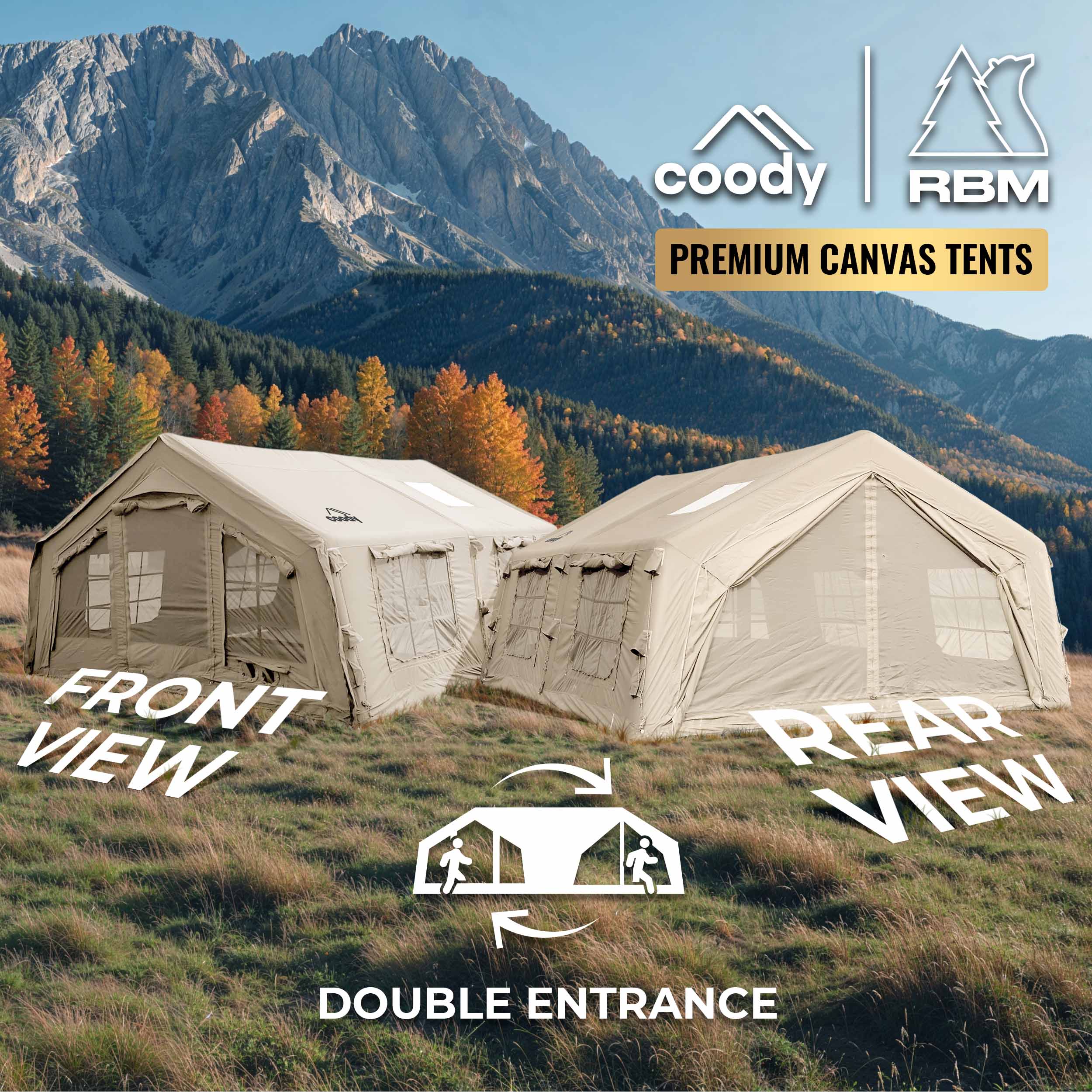 Coody 17.2 (Koala-7) Beige Inflatable Tent House for Camping (2-10 person) | Backcountry Sportsman