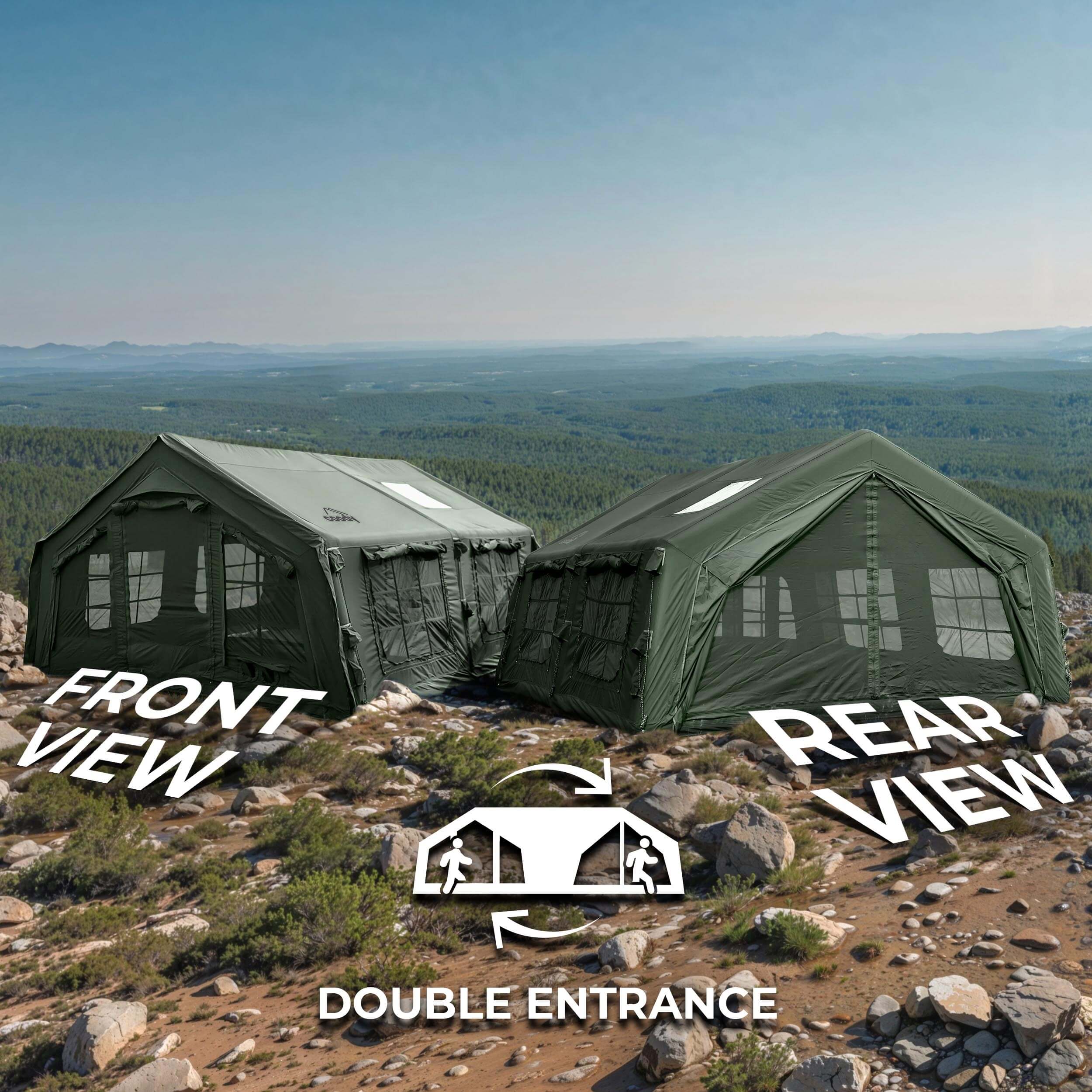 Coody 13.6 | RBM Outdoors (Koala 5) Forest Green + Stove Caminus M - Inflatable Tents with Stove | Backcountry Sportsman