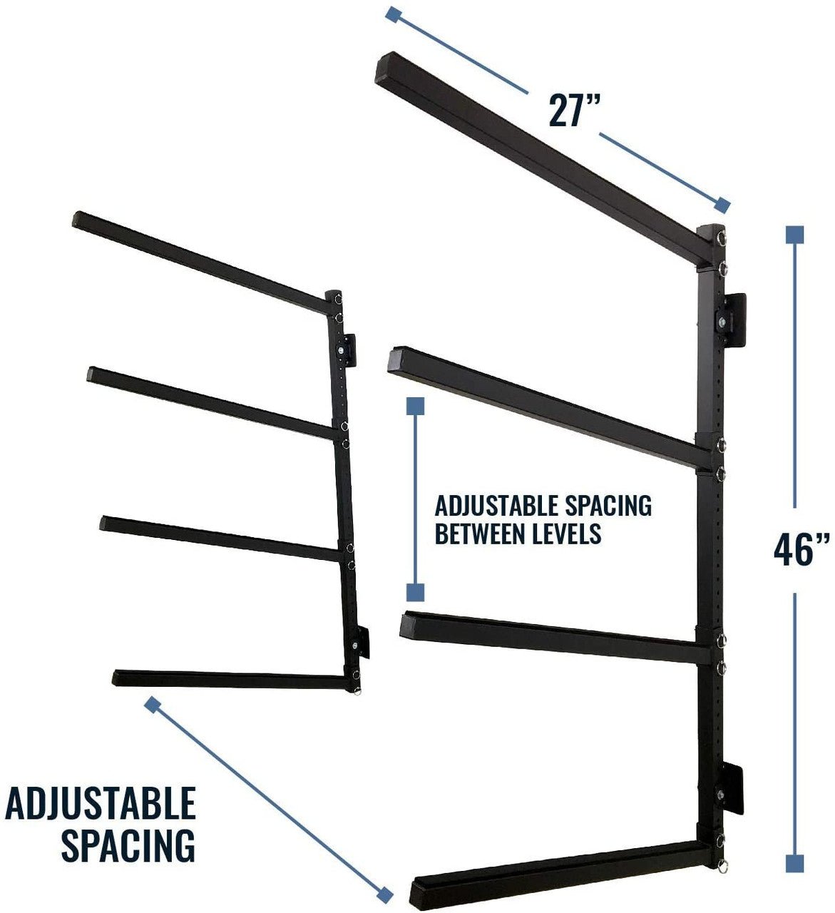 Outdoor Wall Rack |  46 Inch Adjustable Height | Kayak & SUP | Backcountry Sportsman