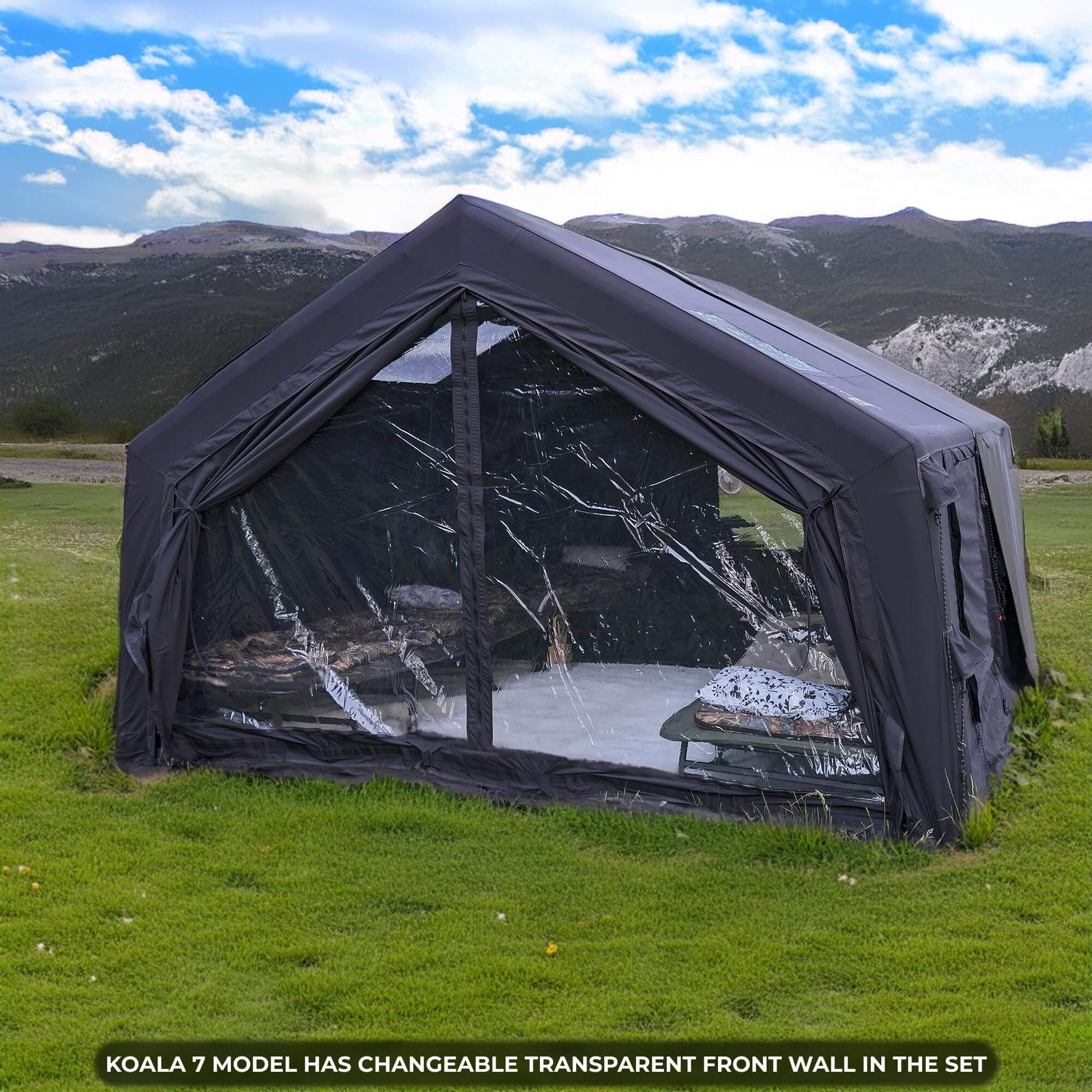 Coody 17.2 | RBM Outdoors (Koala 7) Black + Stove Caminus M - Inflatable Tents with Stove | Backcountry Sportsman