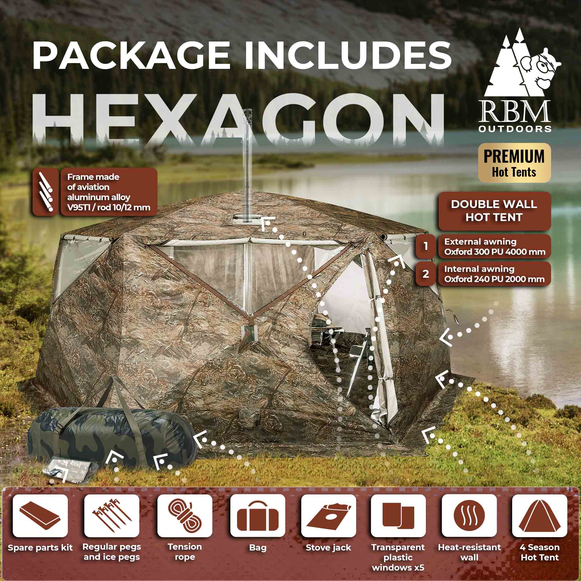 RBM All-Seasons tent  Hexagon for 2-9 person | Backcountry Sportsman