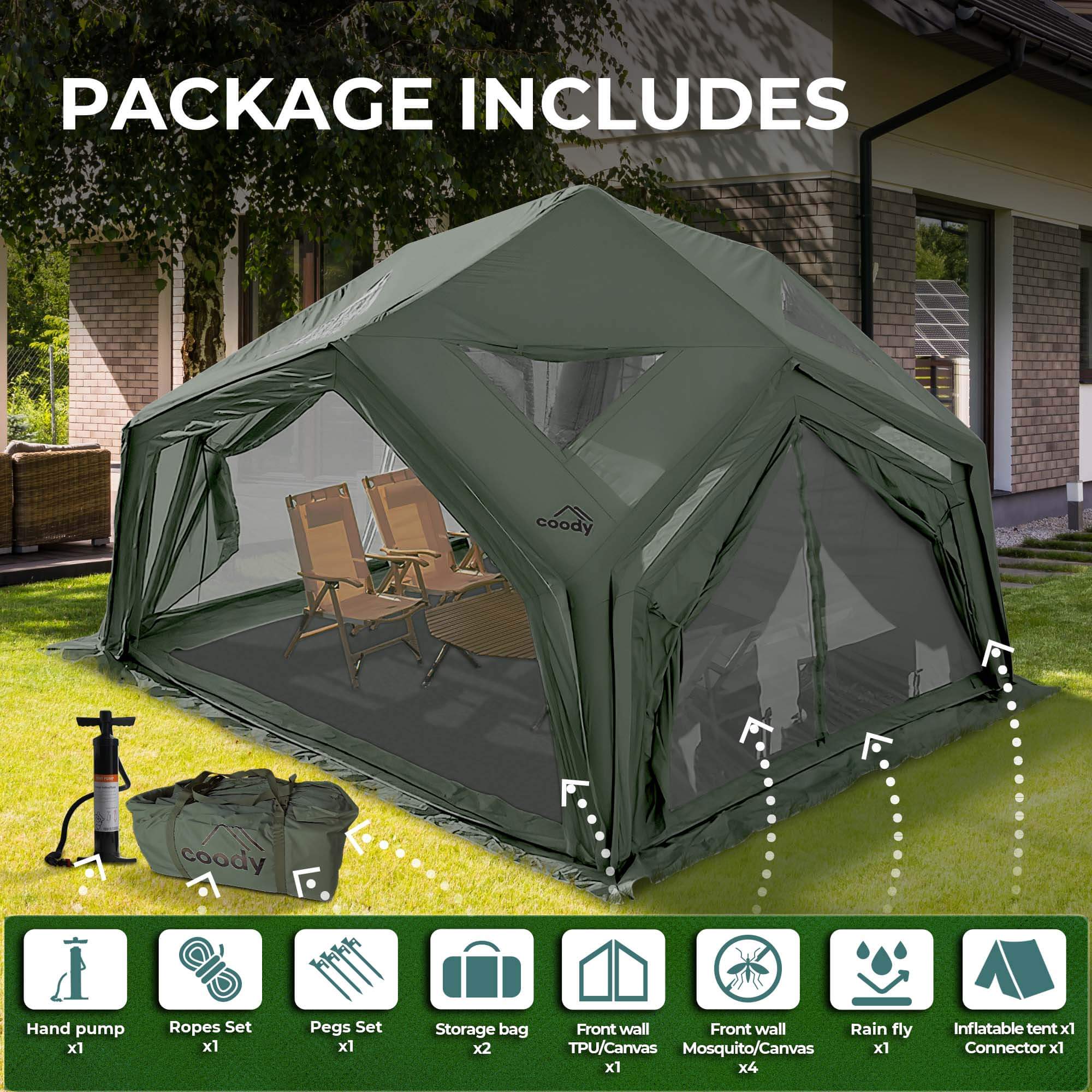 Coody | RBM Hub Inflatable Tent for 2-6 Person (Forest Green) | Backcountry Sportsman
