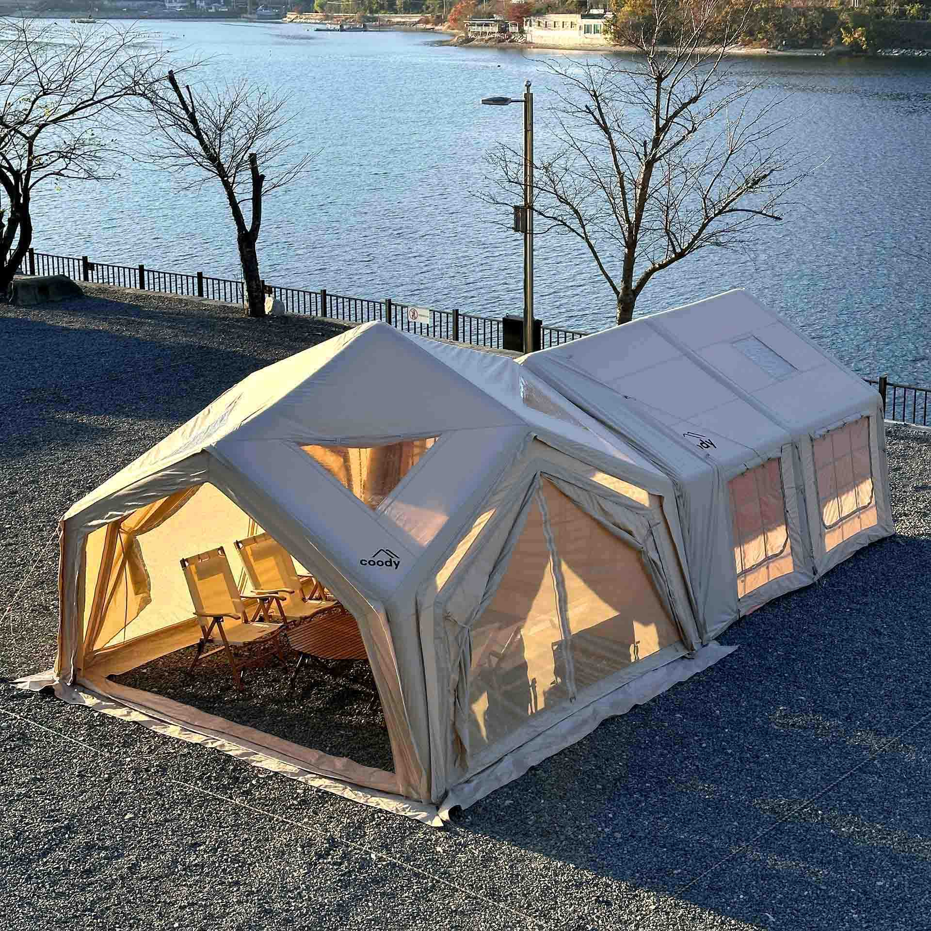 Coody | RBM Hub Shelter Inflatable Tent for 2-6 Person (Beige) | Backcountry Sportsman