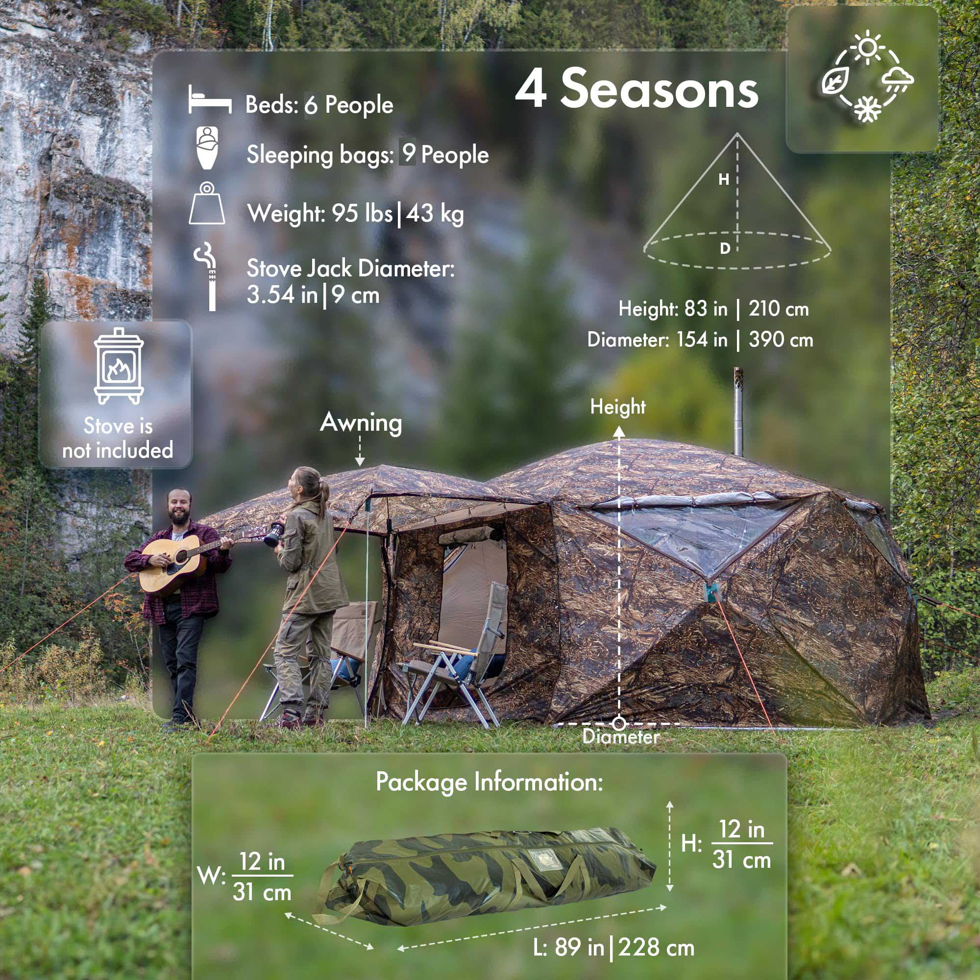 RBM All-Seasons tent  Hexagon for 2-9 person + Wood Stove Caminus M | Backcountry Sportsman
