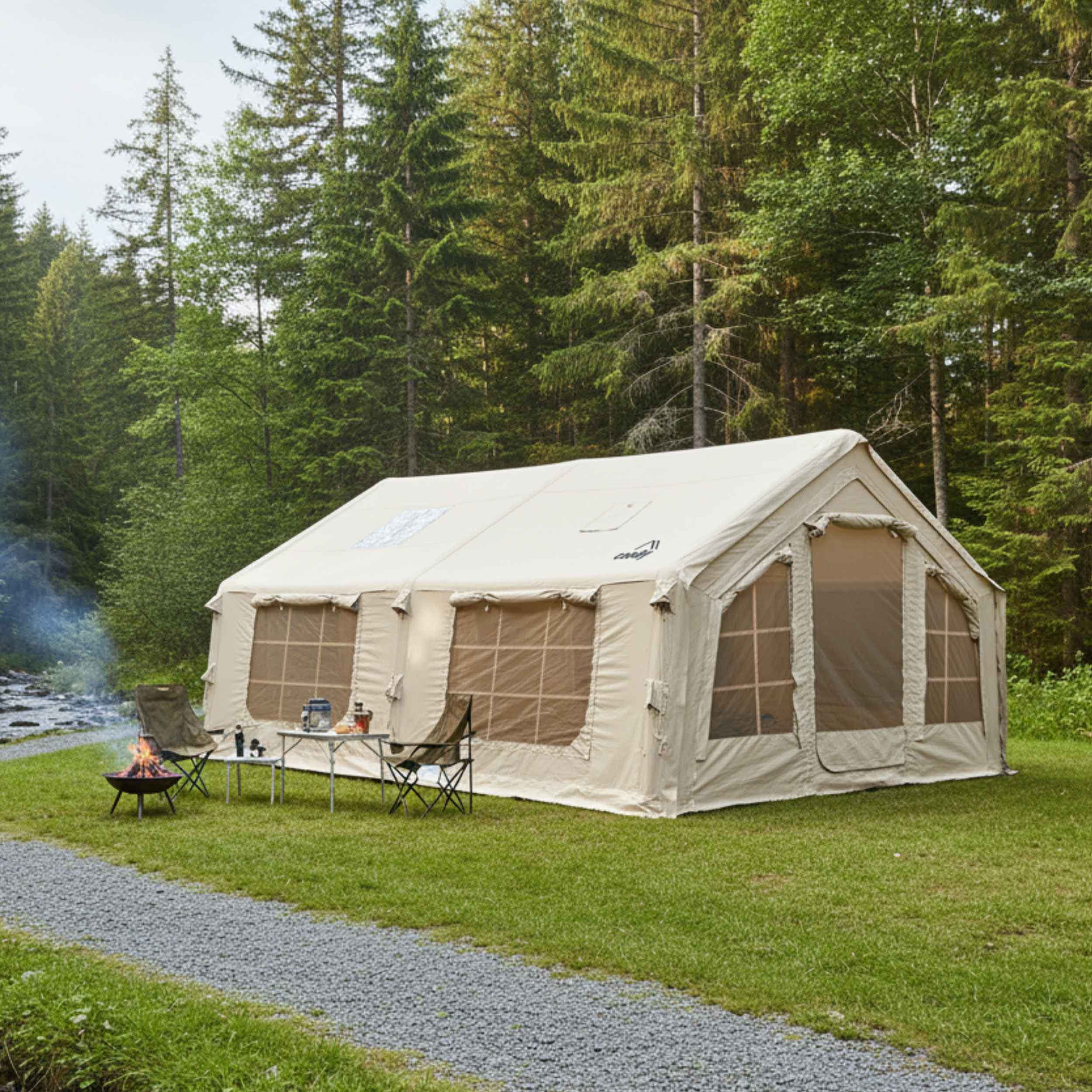 Coody 17.2 (Koala-7) Beige Inflatable Tent House for Camping (2-10 person) | Backcountry Sportsman