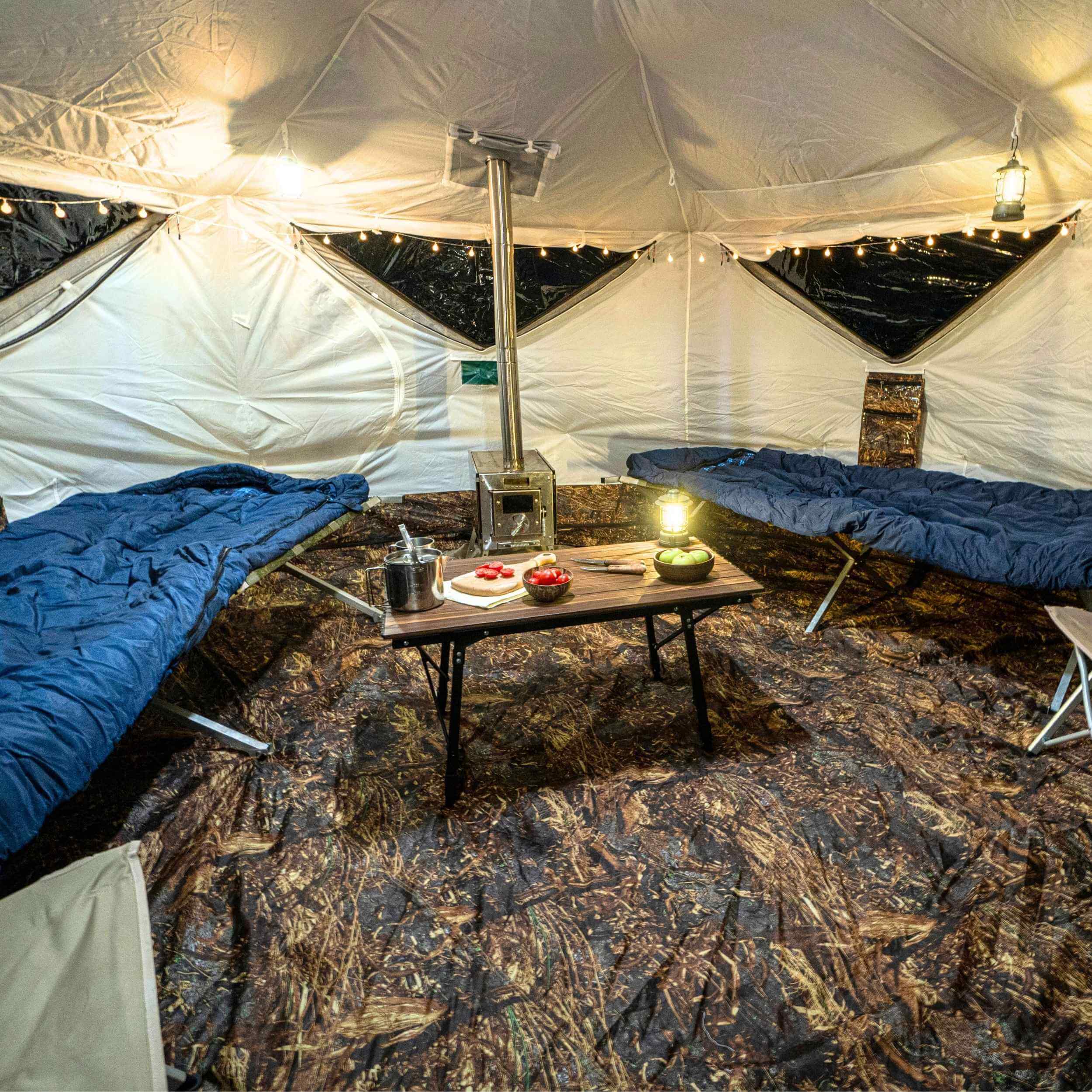 RBM All-Seasons tent  Hexagon for 2-9 person + Wood Stove Caminus M | Backcountry Sportsman
