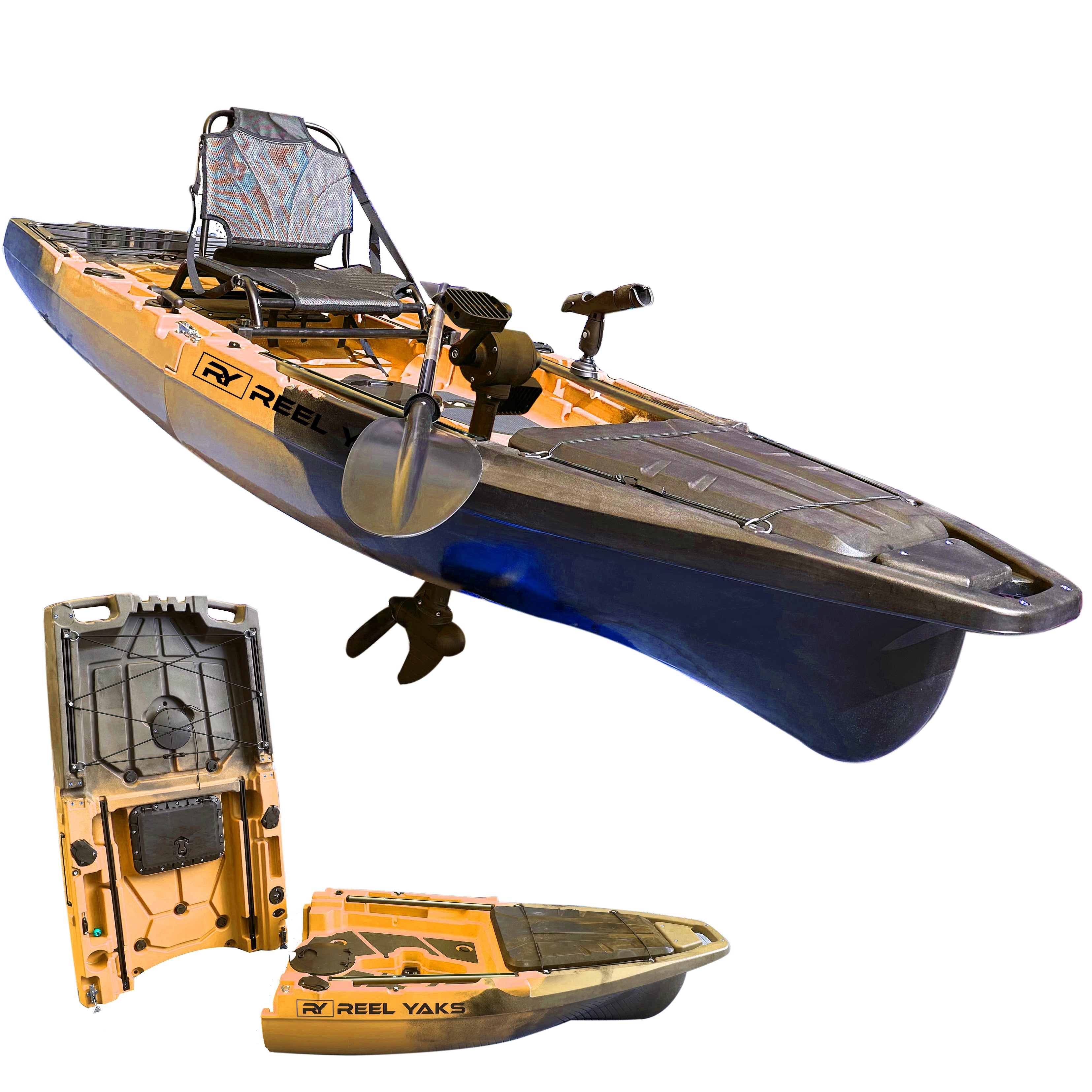10ft Recon Modular Prop Drive Pedal Fishing Kayak | 430lbs Capacity | 2 Piece