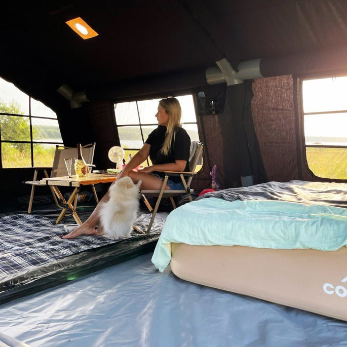 Coody 17.2 | RBM Outdoors (Koala 7) Black + Stove Caminus M - Inflatable Tents with Stove | Backcountry Sportsman