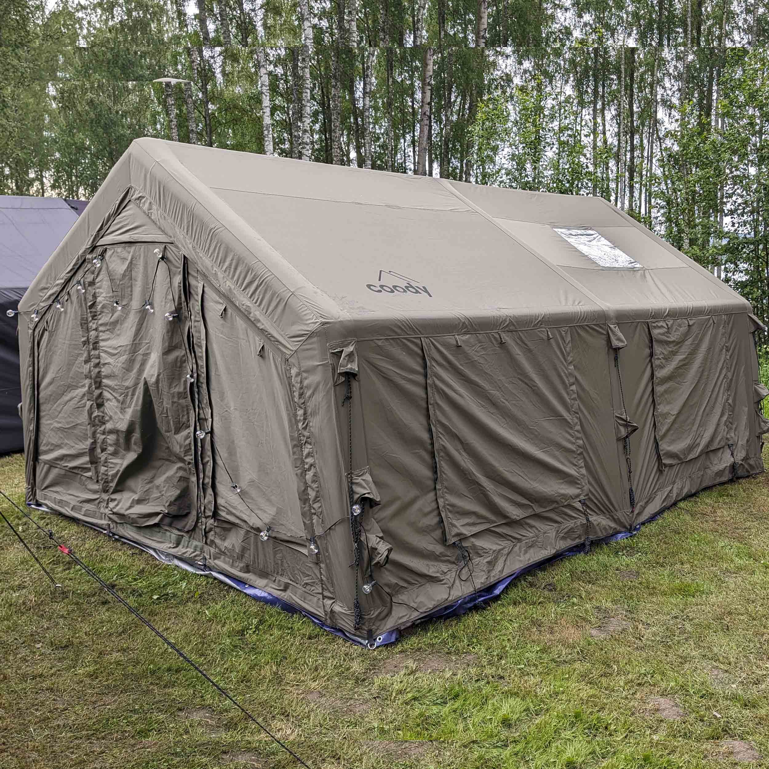 Coody 17.2 | RBM Outdoors (Koala 7) Forest Green + Stove Caminus M - Inflatable Tents with Stove