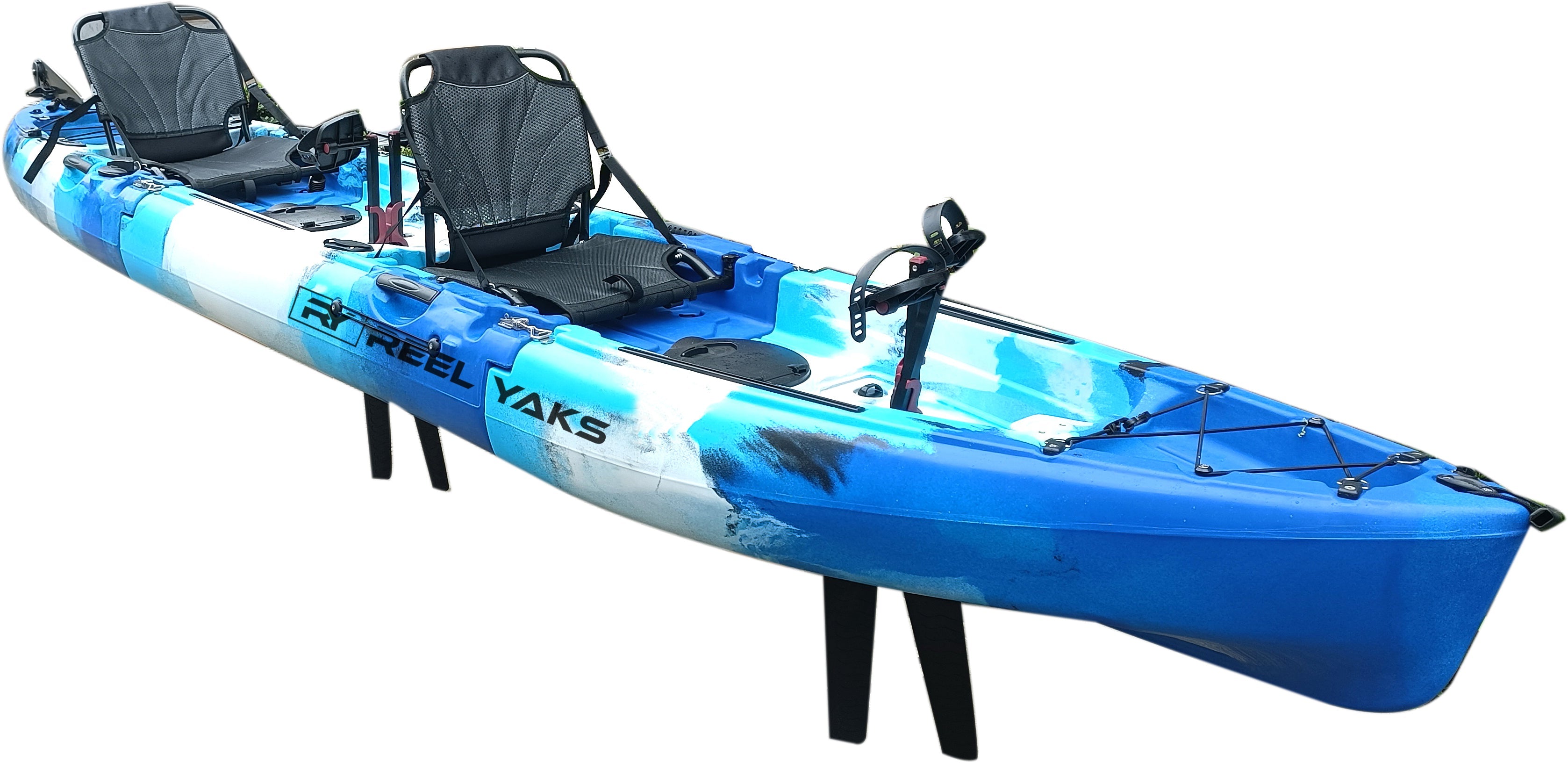 14ft Raptor Tandem or Solo Modular Raptor Fin or Prop Drive Pedal Fishing Kayak | 520lbs Capacity | 3 Piece