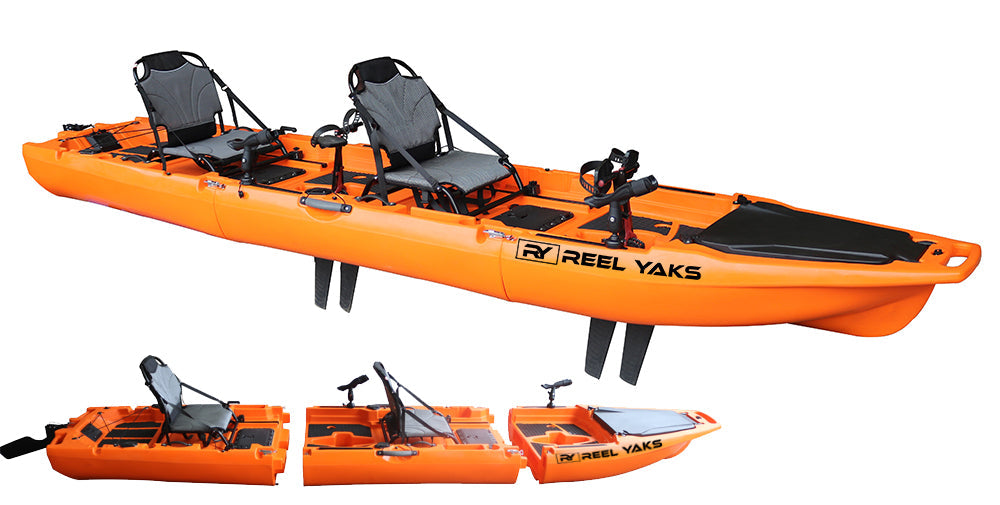 13.8ft Rocket Fin Drive Tandem & Solo Modular Fishing Kayak | Fin Drive | 550lbs Capacity | 3 Piece